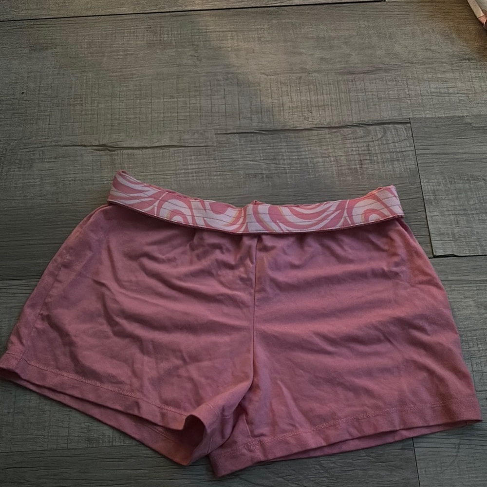 Casual Pink Cotton-Blend Shorts with Folded Waistband